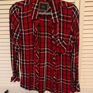 Rails plaid button down medium red